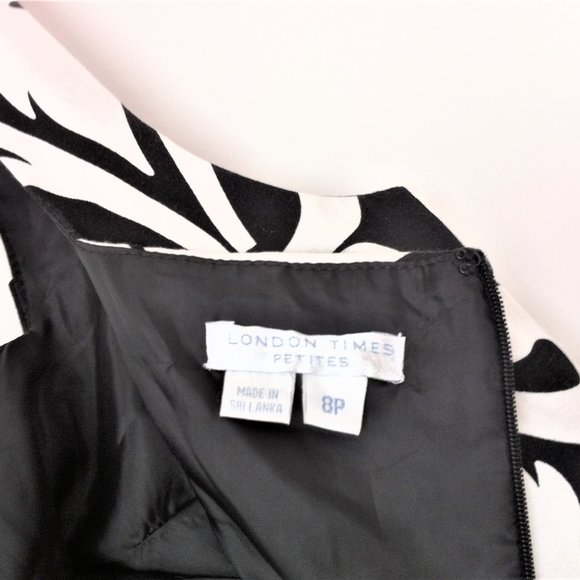 LONDON TIMES PETITES BLACK & WHITE PRINTED DRESS, 8P - Picture 7 of 7